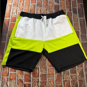 Men's Athletic Shorts in White, Yellow, and Black
